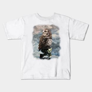 Owl - bird of prey, stunning art of Luna Smith Kids T-Shirt